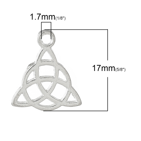 Immagine di Lega di Zinco Charm Ciondoli Nodo Celtico Argento Placcato 17mm x 15mm , 200 Pz