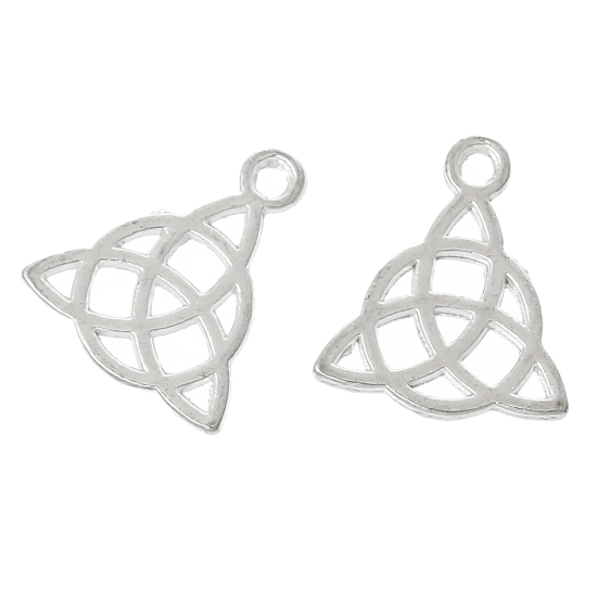 Immagine di Lega di Zinco Charm Ciondoli Nodo Celtico Argento Placcato 17mm x 15mm , 200 Pz