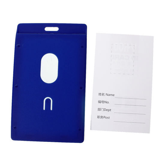 Picture of PVC Vertical ID Card Badge Holders Blue Frosted 10.9cm x6.7cm(4 2/8" x2 5/8"), 10 PCs