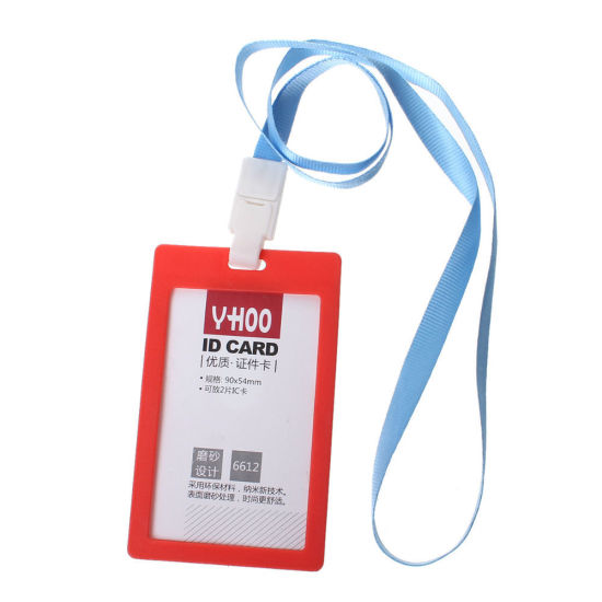 Image de Porte Badge Carte Vertical en PVC Blanc 10.9cm x 6.7cm, 10 Pcs