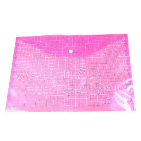 PVC 書類袋 長方形 殷紅 格子パターン 35cm x 25cm、 10 個 の画像