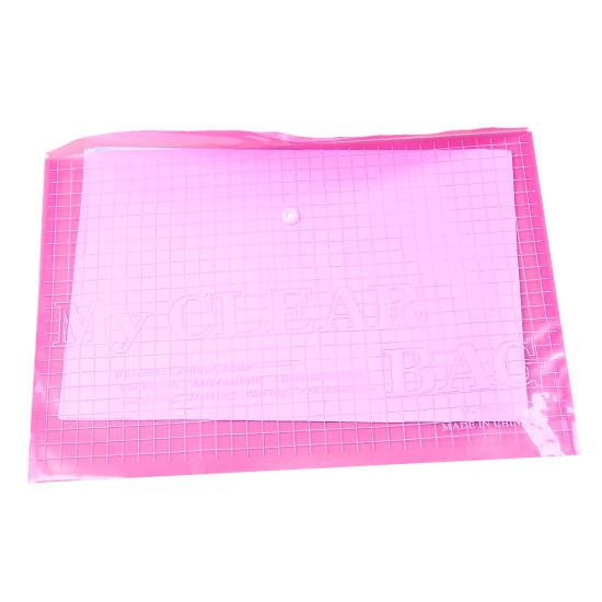 PVC 書類袋 長方形 殷紅 格子パターン 35cm x 25cm、 10 個 の画像