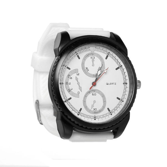 Picture of Fashion Silicone Adjustable Wrist Watch Round White Battery Included 26cm(10 2/8") long, 1 Piece