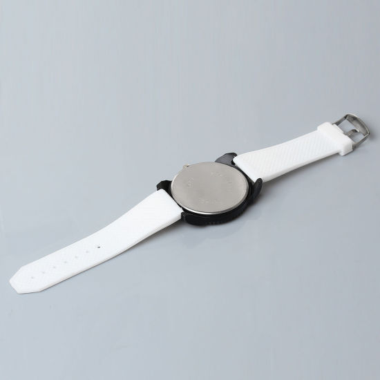 Bild von Silikon Armbanduhr Uhr mit Batterie Rund Weiß 26cm lang, 1 Stück