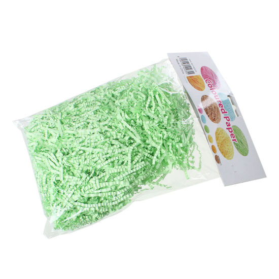 Picture of Packaging Gift Box Filler Paper Shred DIY Light Green 30cm x20cm(11 6/8" x7 7/8"), 2 Packets