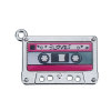 Picture of Zinc Metal Alloy Charm Pendants Cassette Tape Silver Tone (Can Hold ss6 Rhinestone) Message " LOVE " Carved 29mm(1 1/8") x 19mm( 6/8"), 20 PCs