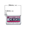 Picture of Zinc Metal Alloy Charm Pendants Cassette Tape Silver Tone (Can Hold ss6 Rhinestone) Message " LOVE " Carved 29mm(1 1/8") x 19mm( 6/8"), 20 PCs