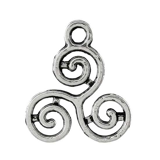 Bild von Zinklegierung Charm Anhänger Keltischer Knoten Antiksilber 16mm x 13mm, 200 Stücke