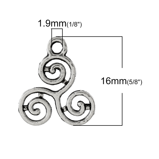 Bild von Zinklegierung Charm Anhänger Keltischer Knoten Antiksilber 16mm x 13mm, 200 Stücke