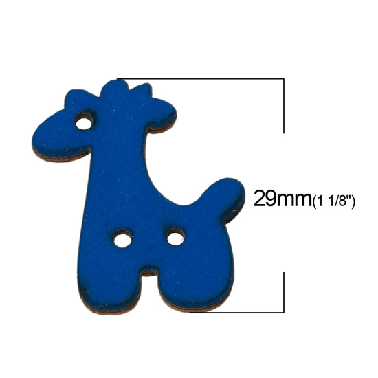 Picture of Natural Wood Sewing Button Scrapbooking Giraffe At Random Mixed 2 Holes 29mm(1 1/8") x 26mm(1"), 50 PCs