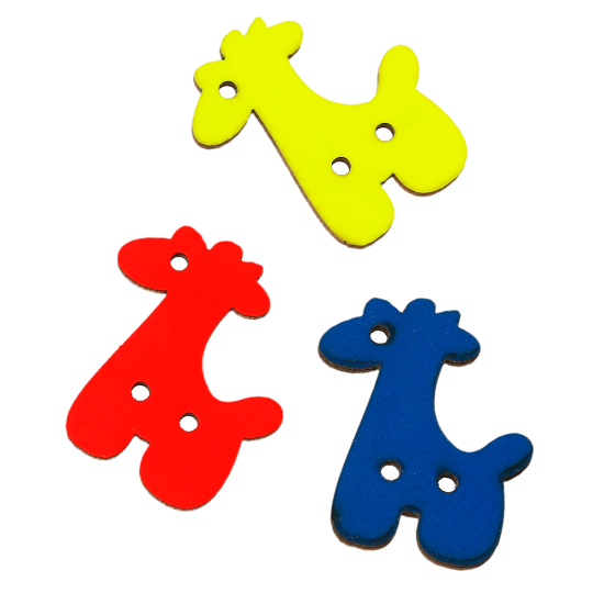 Picture of Natural Wood Sewing Button Scrapbooking Giraffe At Random Mixed 2 Holes 29mm(1 1/8") x 26mm(1"), 50 PCs