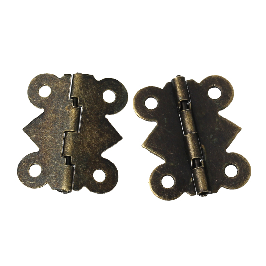 Picture of Iron Based Alloy Door Cabinet Drawer Wooden Box Butt Hinges Butterfly Antique Bronze Rotatable 25mm x20mm(1" x 6/8"), 50 PCs