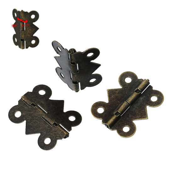 Picture of Iron Based Alloy Door Cabinet Drawer Wooden Box Butt Hinges Butterfly Antique Bronze Rotatable 25mm x20mm(1" x 6/8"), 50 PCs
