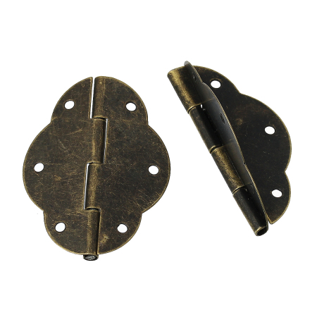 Immagine di Lega di Ferro Cerniere Porta di Testa (Ruotato di 0 Gradi a 270 Gradi) Tono del Bronzo 5.6cm x 4.1cm, 10 Pz