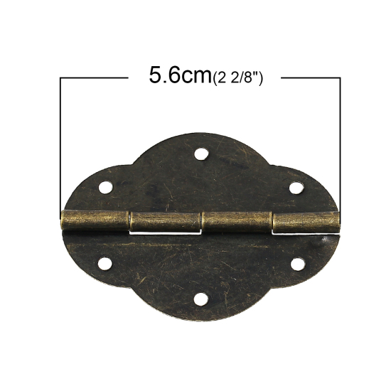 Picture of Iron Based Alloy Door Cabinet Drawer Wooden Box Butt Hinges Cloud Antique Bronze Rotatable 5.6cm x4.1cm(2 2/8" x1 5/8"), 10 PCs