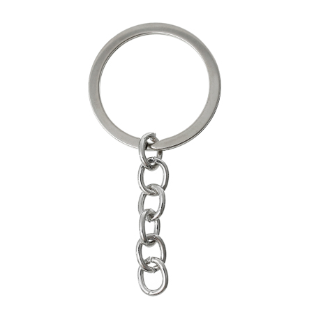 Iron Based Alloy Keychain & Keyring Circle Ring Silver Tone 7cm x 3.2cm, 20 PCs