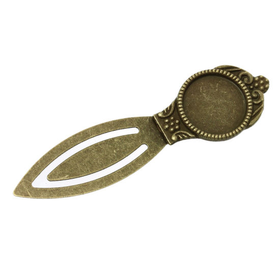 Picture of Metal Bookmarks Round Antique Bronze Cabochon Setting (Fits 18mm Dia) 8.0cm x 22.0mm, 5 PCs