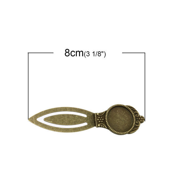 Picture of Metal Bookmarks Round Antique Bronze Cabochon Setting (Fits 18mm Dia) 8.0cm x 22.0mm, 5 PCs