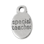 Picture of Zinc Metal Alloy Charm Pendants Oval Antique Silver Color Message " Special Teacher " Carved 15mm x 9mm( 5/8" x 3/8"), 100 PCs