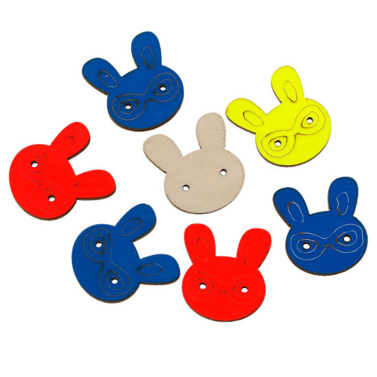Imagen de Botón de Coser Costura Dos Agujeros Madera de Conejo ,Al Azar 28mm x 25mm, 50 Unidades