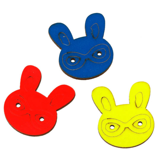 Imagen de Botón de Coser Costura Dos Agujeros Madera de Conejo ,Al Azar 28mm x 25mm, 50 Unidades