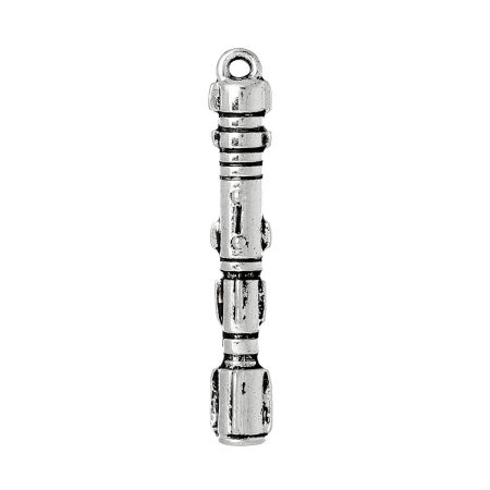 150 PCs Zinc Based Alloy Pendants Antique Silver Color Sonic Screwdriver 39mm x 6mm