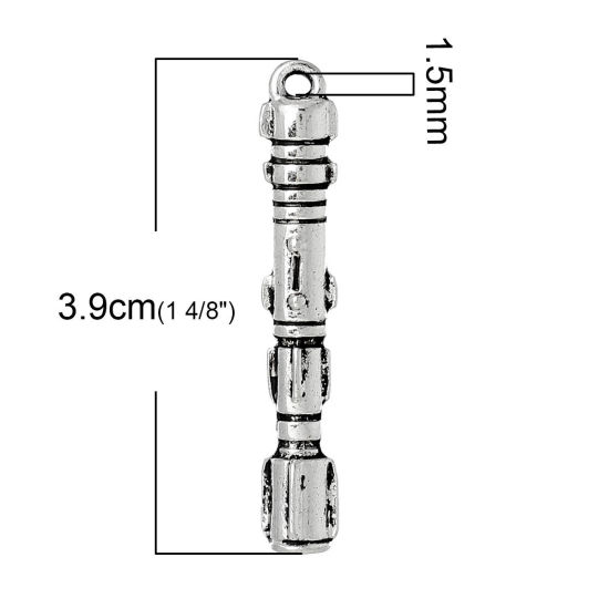 150 個 亜鉛合金 ペンダント 銀古美 39mm x 6mm、 の画像