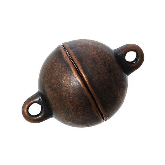 Picture of Zinc Based Alloy Magnetic Clasps Round Antique Copper 15mm x 10mm, 5 Sets
