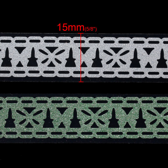 Bild von Polypropylen Klebeband Grün , mit Schmetterling Muster, 15.0mm, 5 Stück (ca. 1 Meter/Stk)