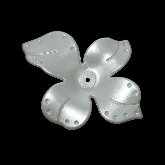Изображение Акриловые Шапочки Для Бусин Цветы с узором “ белый (Для ss6 страз) 7.2см x 5.6см, 10 ШТ