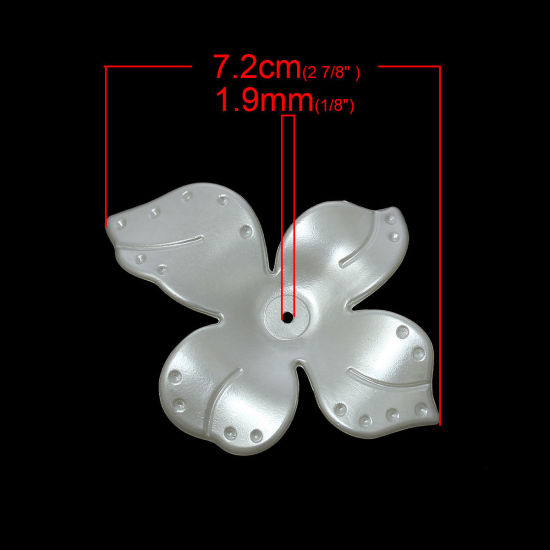 Изображение Акриловые Шапочки Для Бусин Цветы с узором “ белый (Для ss6 страз) 7.2см x 5.6см, 10 ШТ