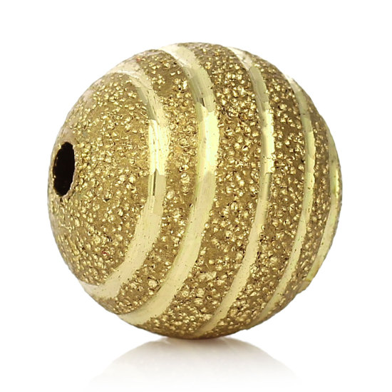 Picture of Brass Spacer Beads Sparkledust Round Gold Plated Circle Carved About 12mm( 4/8") Dia, Hole: Approx 2.1mm, 2 PCs                                                                                                                                               