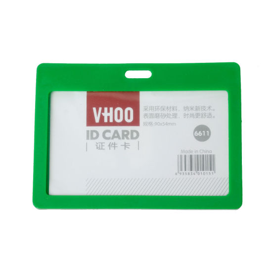 Picture of Polyurethane ID Cards Badges Holders Horizontal Green 10.2cm x7.4cm(4" x2 7/8"), 10 PCs