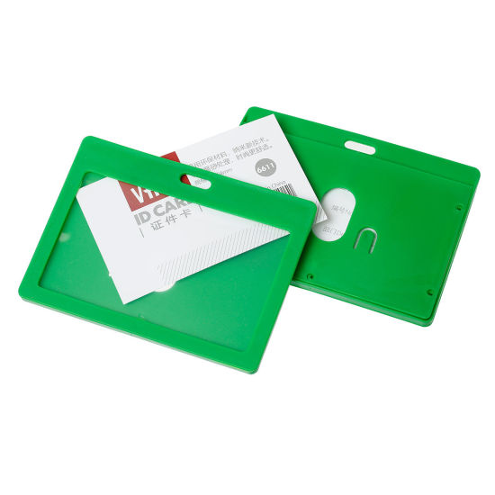 Picture of Polyurethane ID Cards Badges Holders Horizontal Green 10.2cm x7.4cm(4" x2 7/8"), 10 PCs