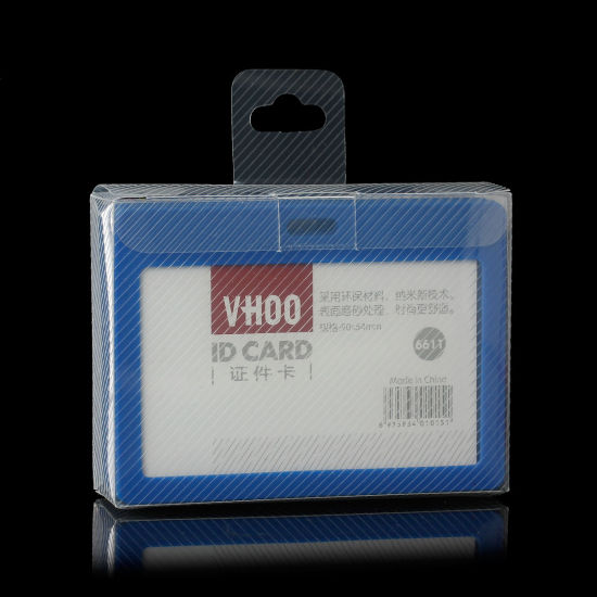Picture of Polyurethane ID Cards Badges Holders Horizontal Blue 10.2cm x7.4cm(4" x2 7/8"), 10 PCs