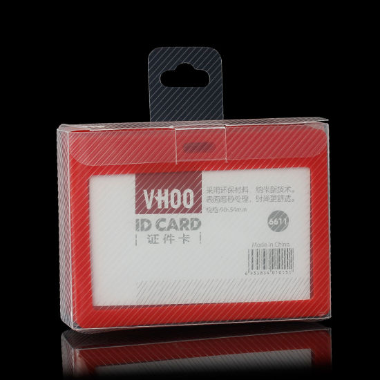 Picture of Polyurethane ID Cards Badges Holders Horizontal Red 10.2cm x7.4cm(4" x2 7/8"), 10 PCs