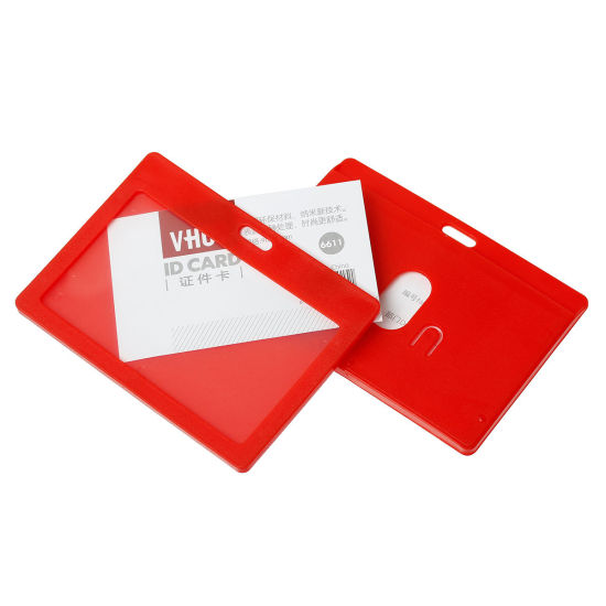 Picture of Polyurethane ID Cards Badges Holders Horizontal Red 10.2cm x7.4cm(4" x2 7/8"), 10 PCs