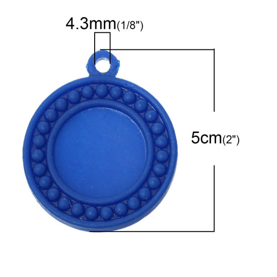 Image de Pendentif en Résine Rond Couleur au Hasard (Convenable à Cabochon 26mm Dia.) 5cm x 4.2cm, 20 PCs