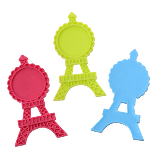 Image de Cabochon Dôme en Résine Tour Eiffel Couleur au Hasard 7.2cm x 4.2cm, 10 Pcs