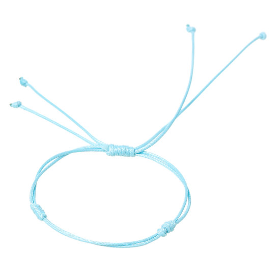 Picture of Polyamide Waved String Braided Friendship Bracelets Adjustable Skyblue 31.2cm(12 2/8") long, 5 PCs