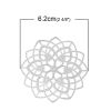 Picture of 304 Stainless Steel Filigree Stamping Embellishments Findings, Flower Silver Tone, Heart Hollow Carved 6.2cm(2 4/8") x 6.2cm(2 4/8"), 10 PCs