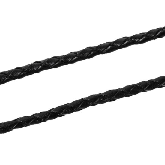 Imagen de 5 M Cowhide Leather Jewelry Cord Rope Black 4mm
