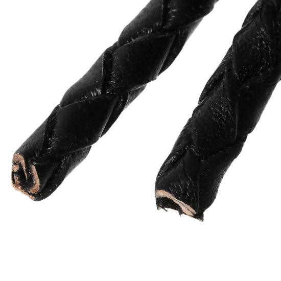 Imagen de 5 M Cowhide Leather Jewelry Cord Rope Black 4mm