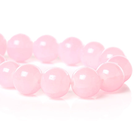 Cuentas Vidrio de Ronda , Rosado Floral 10mm Diámetro, Agujero: acerca de 1.4mm, 80cm 84 unidades por 1 Sarta