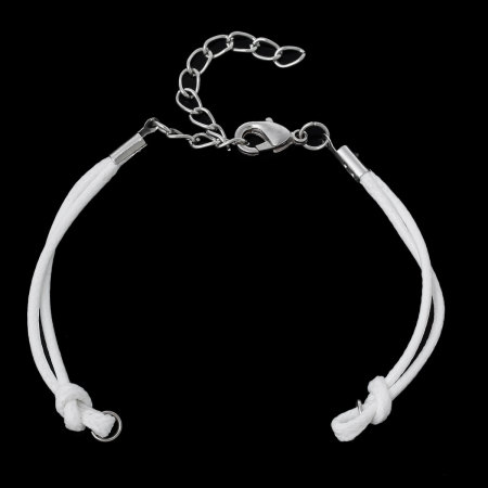 Nylon Waved String Braided Friendship Bracelets White 14.3cm(5 5/8") long, 10 PCs