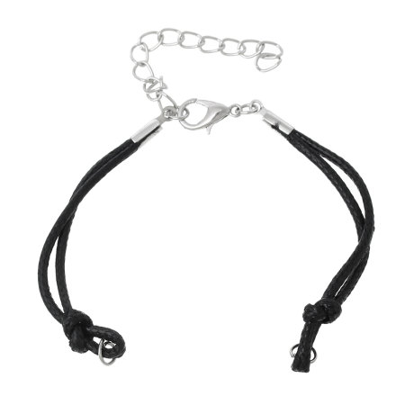 Nylon Waved String Braided Friendship Bracelets Black 14.3cm(5 5/8") long, 10 PCs