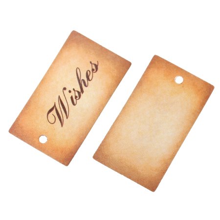 Paper Label Tags Rectangle Smoke Yellow Message "Wishes" Pattern 4.5cm x2.5cm(1 6/8" x1"), 100 PCs