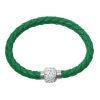 Picture of PU Leatheroid Magnetic Clasps Bracelets Green Clear Rhinestone 20.5cm(8 1/8")long, 5 PCs