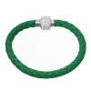 Picture of PU Leatheroid Magnetic Clasps Bracelets Green Clear Rhinestone 20.5cm(8 1/8")long, 5 PCs