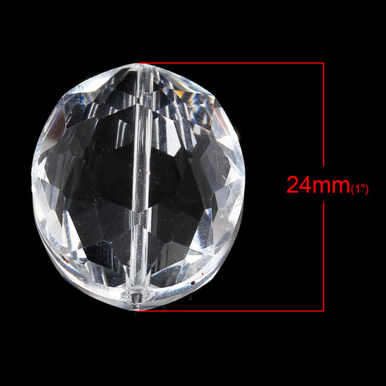 Picture of Crystal Glass Loose Beads Oval Transparent Faceted About 24mm x 20mm, Hole: Approx 1.3mm, 10 PCs